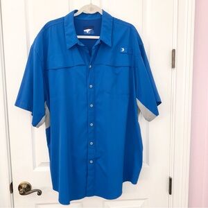 Men's Blue collared button down front pocket short sleeve shirt 2XL.